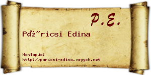 Páricsi Edina névjegykártya